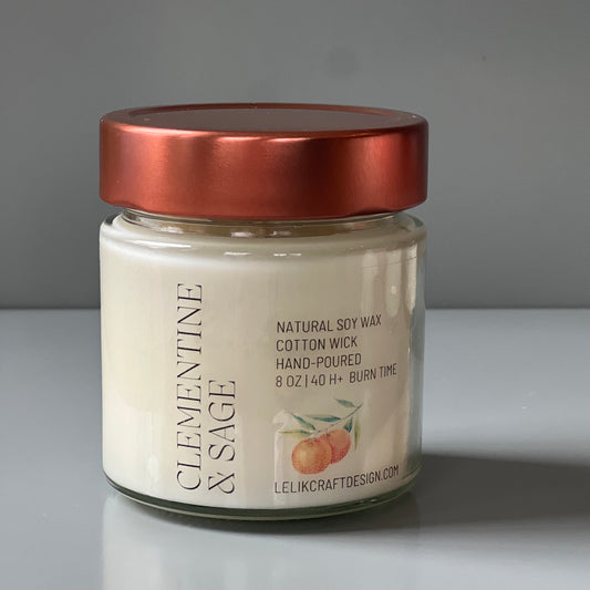 Clementine & Sage soy wax Candle