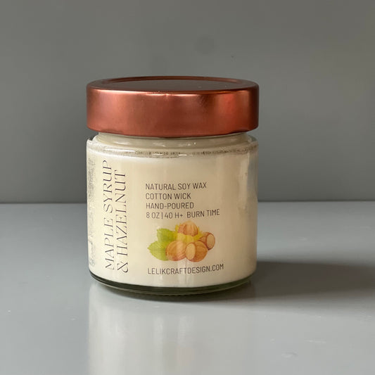 Maple Syrup & Hazelnut Soy Wax Candle, 3.5 oz, 8 oz