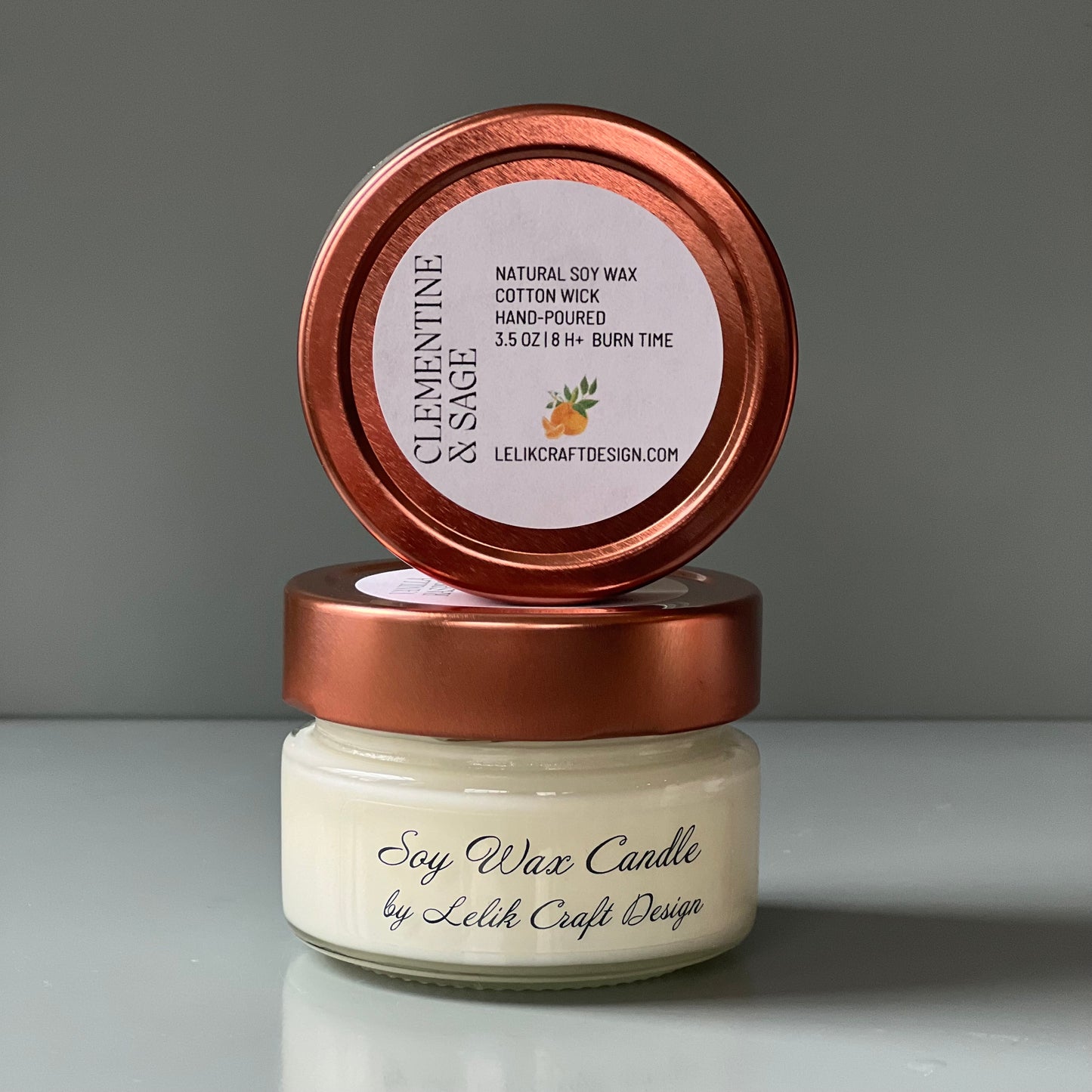 Clementine & Sage soy wax candle